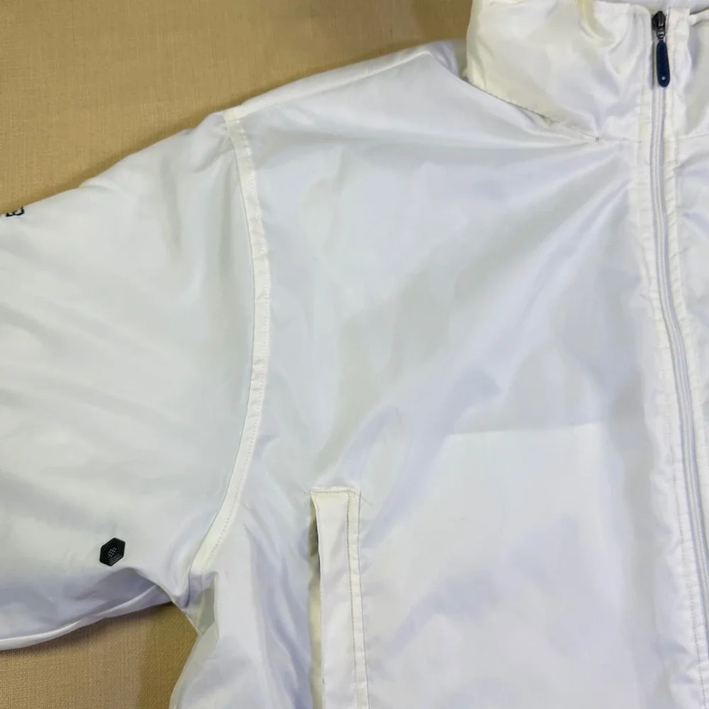 Nike 6.4.5.3. Mens XL White Insulated Full Zip Jacket Blue Quilted Lining Hooded